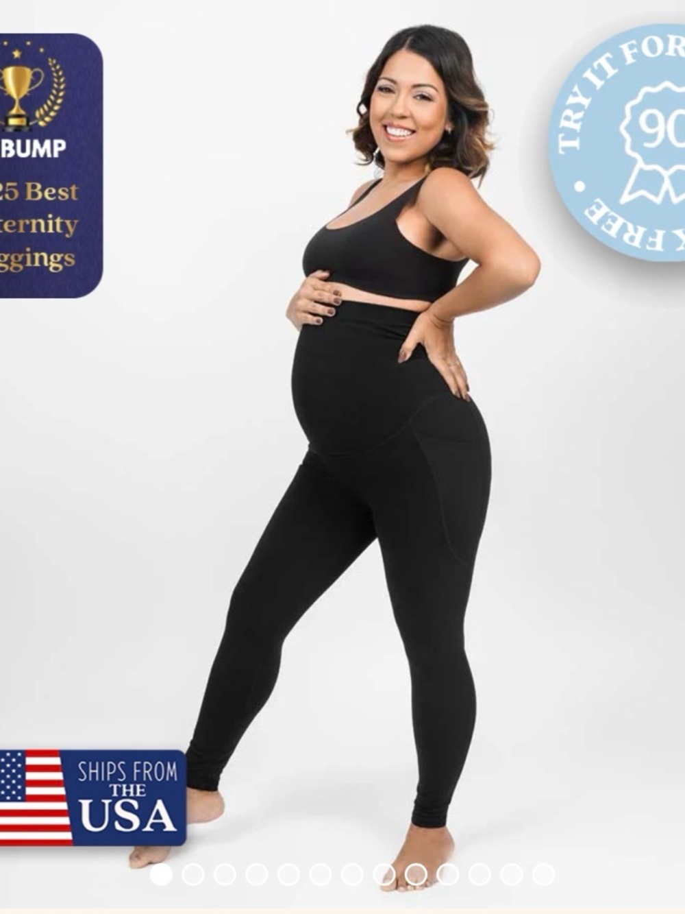 Babybub Bub's Maternity Leggings | High Waist + Pockets Black  size Medium